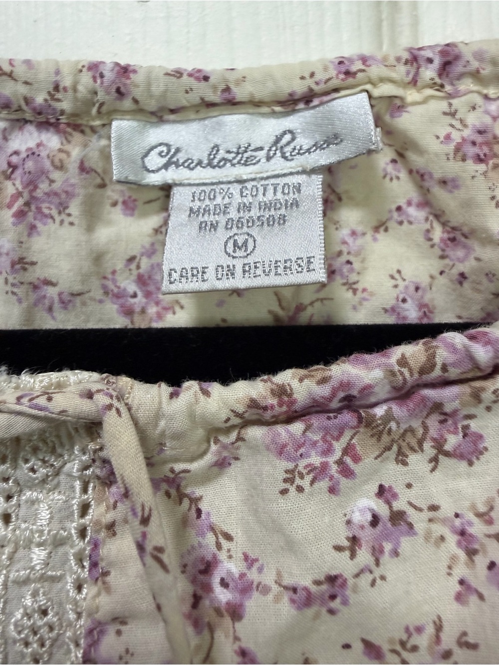 Charlotte Russe Cream Mini Skirt with Lavender Floral Print - Picture 4 of 5